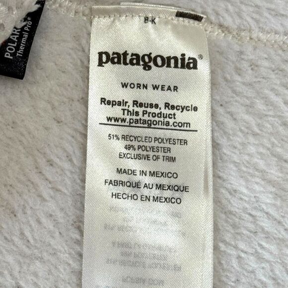 Patagonia Womens Vintage Re-Tool Snap-T Pullover Fleece Jacket White Beige Small - Picture 8 of 13